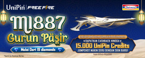 Top Up Free Fire dan Bayar di Indomaret, dapatkan Cashback 15.000 dan miliki M1887 Gurun Pasir!